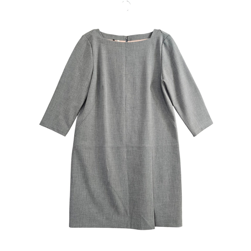 4 Collective Shift Dress Womens‎ 12 Gray Solid Boat Neck 3/4 Sleeve Lined Mini